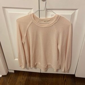 New In Cream Long Sleeve Waffle Shirt